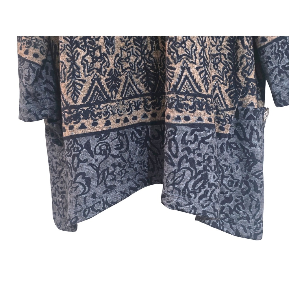 Ali Miles Womens XL Mixed Print Tunic Long Sleeve Pocket Knit Top Brown Gray - Picture 4 of 9